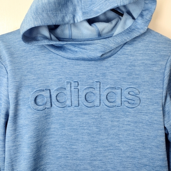 Girls Adidas Blue Hooded Sweatshirt XL - Picture 5 of 6